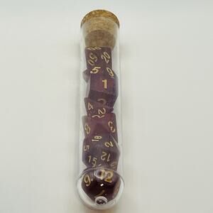 Polyhedral Dice 7-Piece Set for D&D Red Blood Dice + Potion-theme Storage Flask